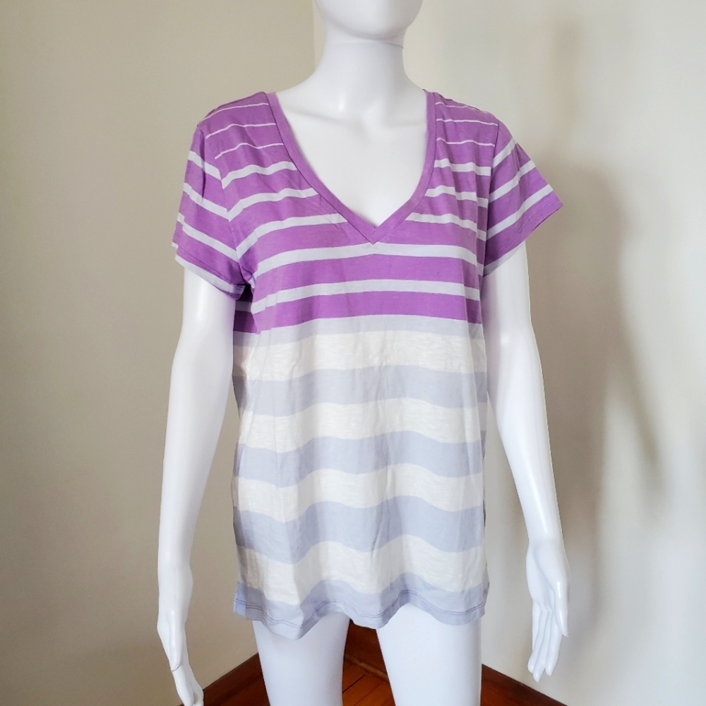NWT, Gap striped V-neck tee, sz L